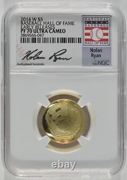 2014-W $5 Gold Proof Baseball Hall of Fame NGC PF70 UCAM Nolan Ryan 3869566-047
