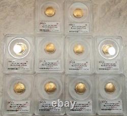 2014 W BASEBALL HALL OF FAME HAND SIGNED $5 GOLD COIN SET (10 pieces total)