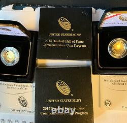 2014-W Baseball Hall of Fame $5 Gold Pr. & Unc. Commemoratives (2 Coins)