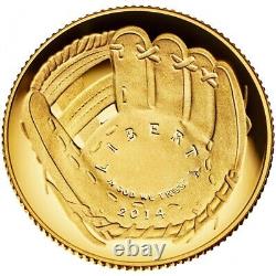 2014-W Baseball Hall of Fame Commemorative $5 Gold Coin Proof KR41