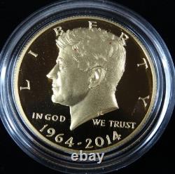 2014-W Kennedy Half Dollar 3/4 oz Gold Commemorative Proof Box & COA US Mint