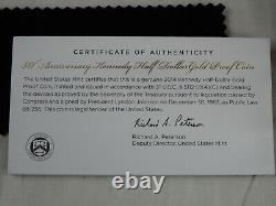 2014-W Kennedy Half Dollar 3/4 oz Gold Commemorative Proof Box & COA US Mint