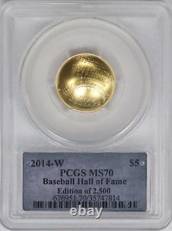 2014-W PCGS US Gold $5 National Baseball HoF Commemorative BU MS70 Cleveland Sig