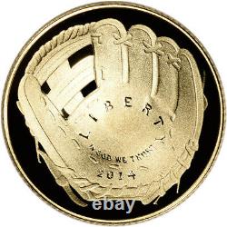 2014-W US Gold $5 Baseball Hall of Fame Commemorative Proof Coin in Capsule