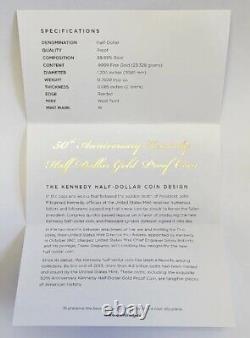 2014-W US Gold Half-Dollar Kennedy 50th Anniversary Proof 50C
