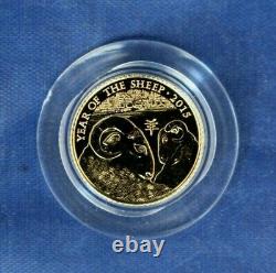 2015 Gold 1/10oz £10 coin Year of the Sheep in Card Box with COA