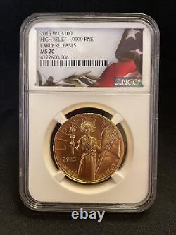 2015 W $100 American Liberty High Relief Gold 1 oz. 9999 NGC MS70 Early Releases