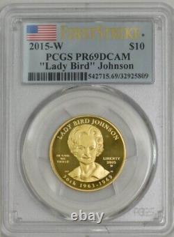 2015-W $10 Lady Bird Johnson First Strike Spouse Gold PR69 DCAM PCGS 934328-6