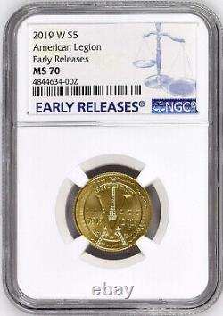2015-W American Legion $5 Gold. NGC MS70. Early Releases. Perfect