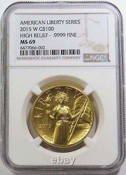 2015 W GOLD $100 HIGH RELIEF AMERICAN LIBERTY 1oz COIN NGC MS 69