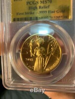 2015-W High Relief $100 Liberty Gold Coin PCGS MS 70 FS Comes with OGP and COA
