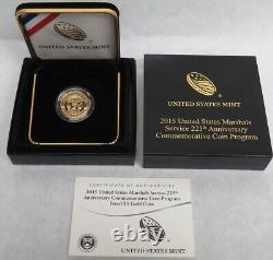 2015 W Proof Gold $5 Us Marshals Proof Commemorative Ogp Sr1