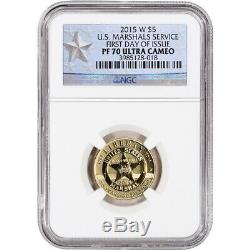 2015-W US Gold $5 Marshals Service Commemorative Proof NGC PF70 First Day Star
