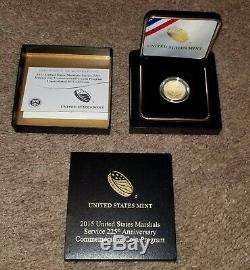 2015-W US Marshals 225th Anniversary $5 Gold Uncirculated Coin, COA & Box