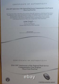 2016 100th Anniv National Park Service 3 Coin Commemorative Gold Silver 16cg