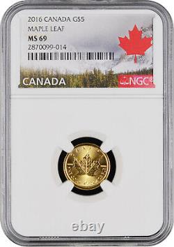 2016 Canada Gold Coin Maple Leaf MS69, Canada 1/10 Oz Gold Coin, NGC Coin
