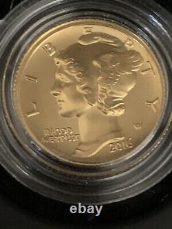 2016 Mercury Dime Centennial Gold Coin 1/10 oz 24K