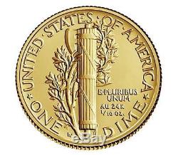 2016 Mercury Dime Centennial Gold Coin 24k Gold
