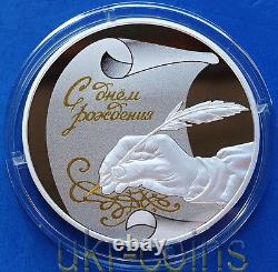 2016 Transnistria Russia 1 Oz Silver Color Coin Happy Birthday Gold Gilded Proof