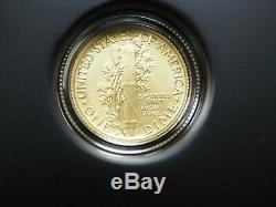 2016 US MINT GOLD MERCURY DIME 10C CENTENNIAL COIN With ORIGINAL BOX & COA 16XB