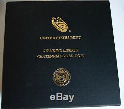 2016 US Mint Gold 1/4 OZ Standing Liberty Quarter Centennial Coin With OGP & COA