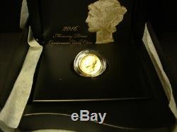 2016 U. S. Gold Mercury Dime Centennial Commemorative Coin 1/10 Oz. Mint In Box