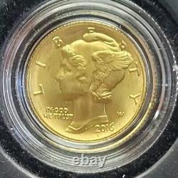 2016-W 10C Mercury Dime Centennial Gold Coin 1/10oz Box withCOA