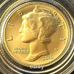 2016-W 1/10 oz Gold Mercury Dime Centennial (withOGP) Rare and Beautiful Coin