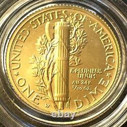 2016-W 1/10 oz Gold Mercury Dime Centennial (withOGP) Rare and Beautiful Coin