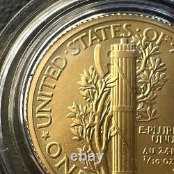 2016-W 1/10 oz Gold Mercury Dime Centennial (withOGP) Rare and Beautiful Coin