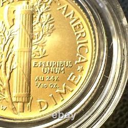 2016-W 1/10 oz Gold Mercury Dime Centennial (withOGP) Rare and Beautiful Coin