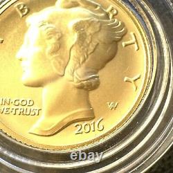 2016-W 1/10 oz Gold Mercury Dime Centennial (withOGP) Rare and Beautiful Coin