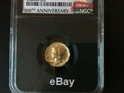 2016 W 24K GOLD 1/10 oz. SP 70 EARLY RELEASE. 100TH ANNIVERSARY # 2