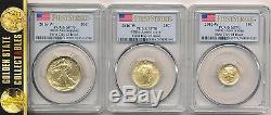 2016 W 3 Coin Gold Centennial Set Pcgs Sp70 First Day 1/150 Pop Flag+ogp