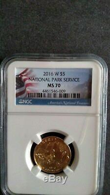 2016 W $5 Gold Coin NGC MS70 100th Anniversary National Park Service