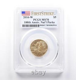 2016-W $5 National Parks Gold Commemorative First Strike MS70 PCGS 2522