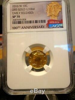 2016 W CENTENNIAL 3 Coin set 100th Anniversary NGC SP70 Gold 50C, 25C &10C 24K