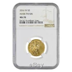 2016 W Gold $5 Commemorative Mark Twain NGC MS 70