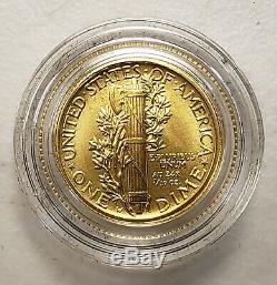 2016-W Gold Mercury Dime 1/10 oz 100th Anniversary Coin MA984