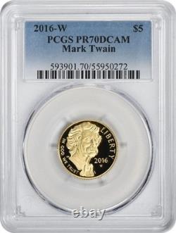 2016-W Mark Twain Commemorative $5 Gold PR70DCAM PCGS