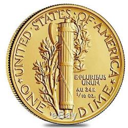 2016-W Mercury Dime Centennial Commemorative 1/10 Oz Gold Coin