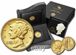 2016-W Mercury Dime Commemorative Gold Coin 1/10 oz in Original Govt Packaging