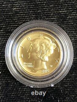 2016-W Mercury Dime Gold 1/10th Ounce Centennial Coin