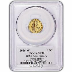 2016-W PCGS SP70 FS 1/10 oz. 9999 (24k) Gold Mercury Dime USA Made Bullion Coin