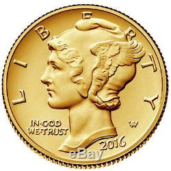2016-W PCGS SP70 FS 1/10 oz. 9999 (24k) Gold Mercury Dime USA Made Bullion Coin