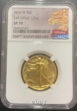 2016-W SP70 Gold Liberty Standing Half Dollar