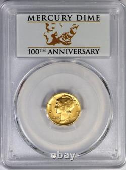 2016-W SP-70 FIRST STRIKE Gold Mercury Dime 100th Anniversary Commemorative Dime