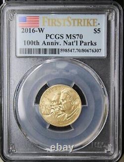 2016 W US Gold $5 National Park Service Commem Rare BU PCGS MS 70 First Strike