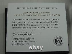 2016-W Walking Liberty Half Dollar 1/2 oz Gold Commemorative Box COA US Mint