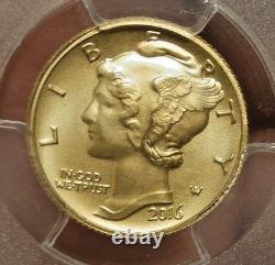 2016-w 100th Anniversary 10 Cent Gold Mercury Dime Pcgs Sp70
